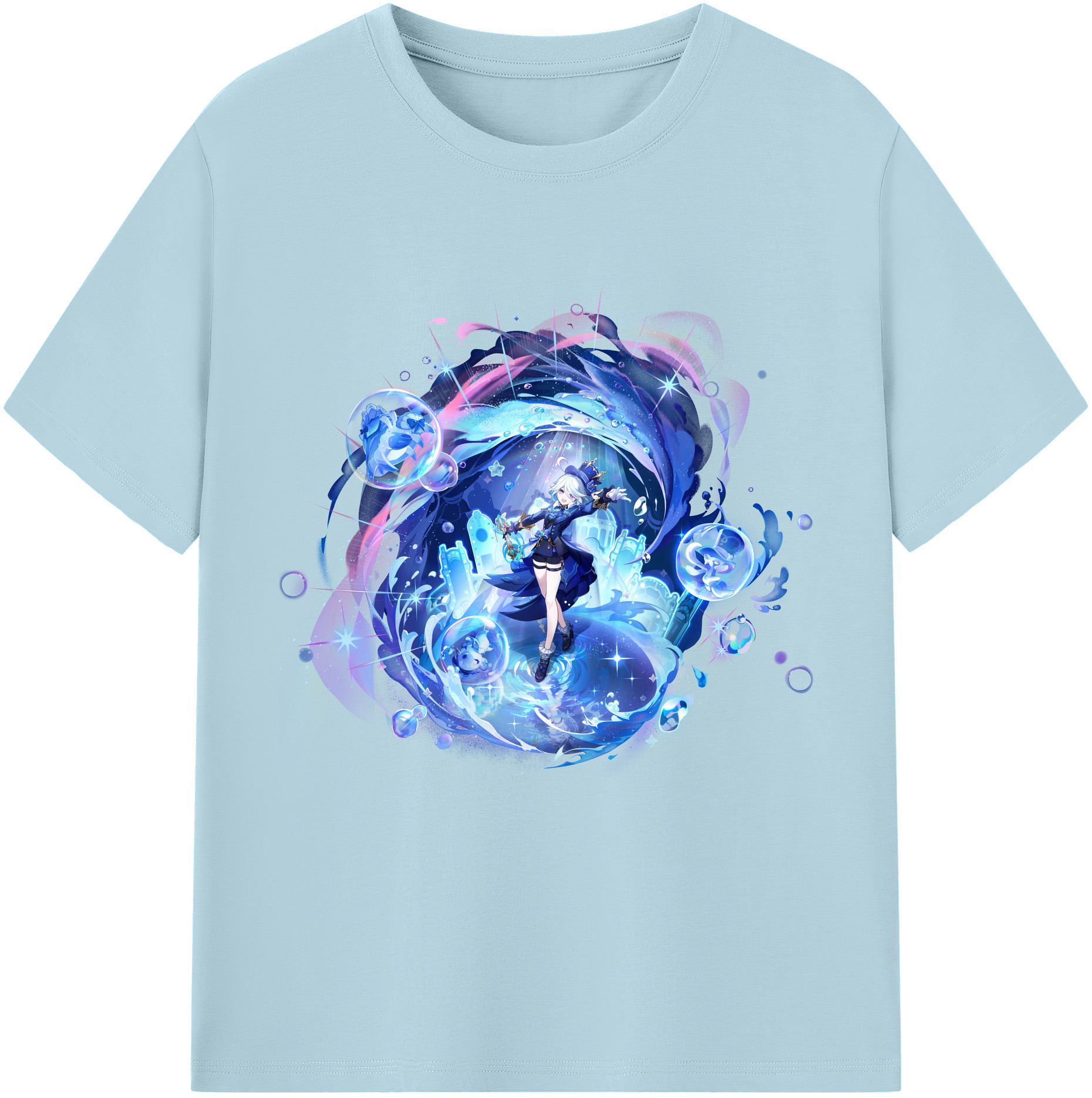 げんし神 フリーナ genshin Furina 綿100％半袖Tシャツ（フロントプリント）